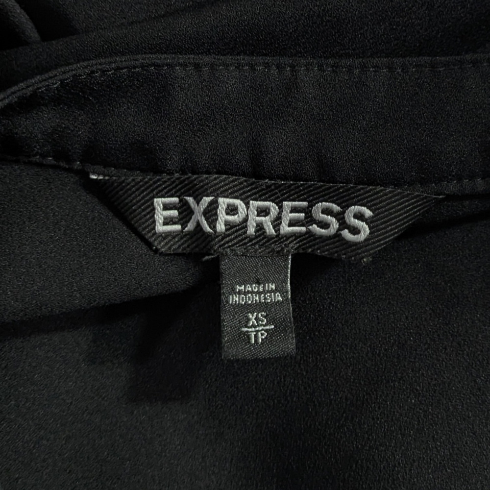 Express Solid Black Long Sleeve Roll Tab Shirtdre… - image 6